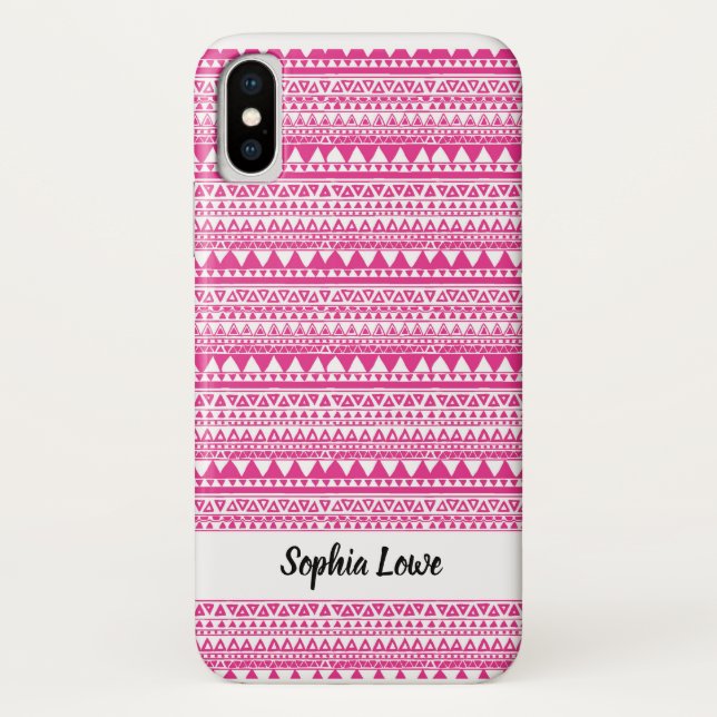 Coques Case-Mate iPhone Monogramme Motif tribal rose (Dos)