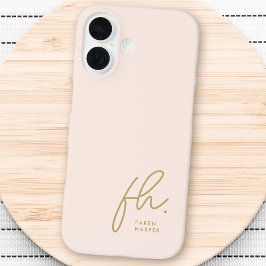 Coques iPhone 16 Monogramme Neutre Moderne Minimaliste Élégant Scri