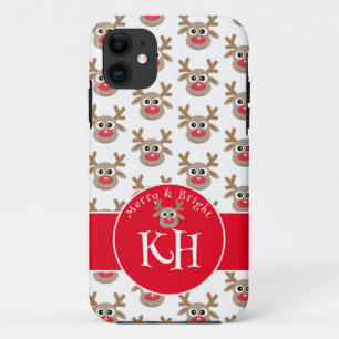 Case-Mate iPhone Case Monogramme Noël Blanc rouge mignonne Motif Reindee