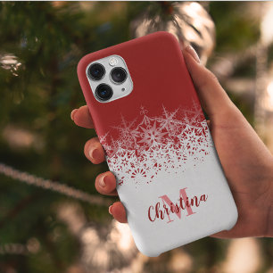 Case-Mate iPhone Case Monogramme Noël Rouge Blanc Snowflakes