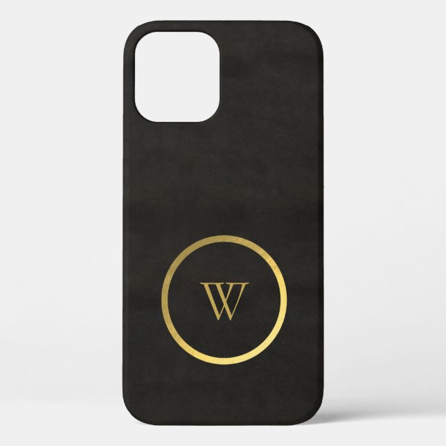 Coques Case-Mate iPhone Monogramme noir Chalkboard or Fusion simple modern (Verso)