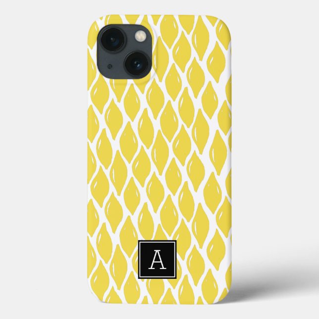Coques Case-Mate iPhone Monogramme noir citron jaune préppant personnalisé (Verso)