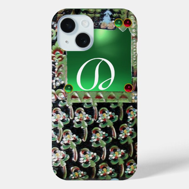 Coques Case-Mate iPhone MONOGRAMME NOIR D'ART VERT NOUVEAU, Jade (Verso)