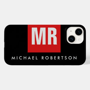 Coque Pour iPhone 14 Monogramme noir de qualité unique