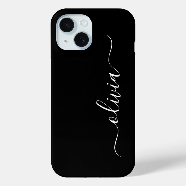 Coques Case-Mate iPhone Monogramme noir et blanc moderne (Verso)