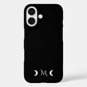 Coques iPhone 16 Monogramme noir et blanc moderne des lunes de croi