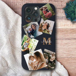 Case-Mate iPhone Case Monogramme noir et or moderne Multi Photo