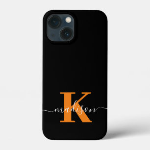 Case-Mate iPhone Case Monogramme Noir Et Orange Moderne