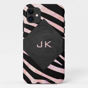 Etui iPhone Case-Mate Monogramme noir et rose Zebra