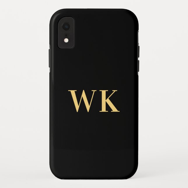 Coques Case-Mate iPhone Monogramme Noir Or (Dos)