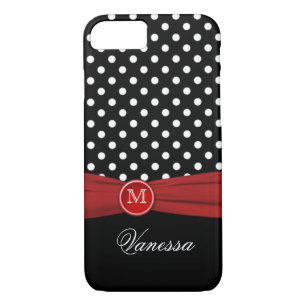 Coque iPhone 8/7 Monogramme Noir Rouge Blanc Polka Dot iPhone 7 Coq