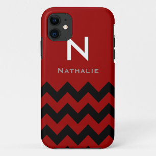 Etui iPhone Case-Mate monogramme noir/rouge chevron