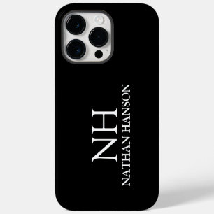 Coque Pour Pour iPhone 14 Pro Max Monogramme noir simple moderne