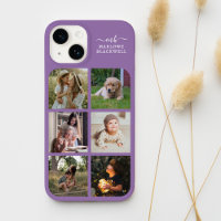 Monogramme Nom Lavender Purple 6 Photo Collage