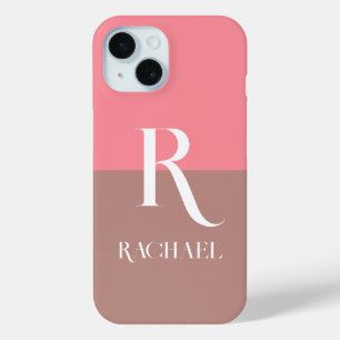 Coque Pour iPhone 15 Monogramme Nom Moderne Design