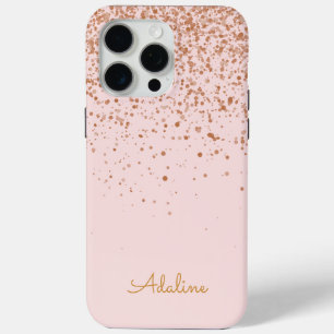 Coque iPhone 15 Pro Max Monogramme Nom Paillettes Dorées