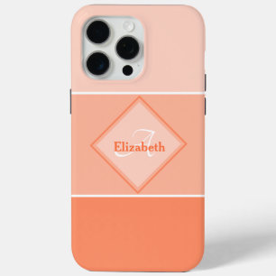 Coque iPhone 15 Pro Max Monogramme Nom personnalisé Pastel Coral Ombre Str