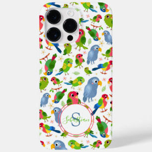 Coque Pour Pour iPhone 14 Pro Max Monogramme Oiseaux Vintages Motif, Perruche coloré