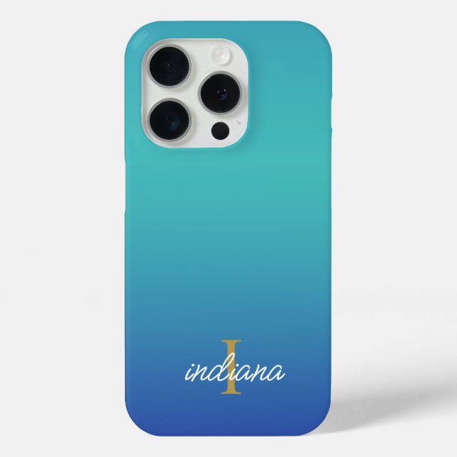 Coques Case-Mate iPhone Monogramme Ombre Bleu Moderne (Verso)