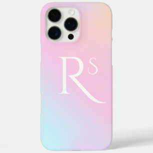 Coques iPhone 16 Pro Max Monogramme ombré holographique rose féminin person