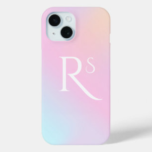 Coque Pour iPhone 15 Monogramme Ombre Holographique Rose Girl Personnal