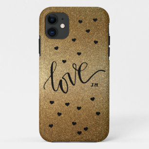 Case-Mate iPhone Case Monogramme, Or, Coeurs d'amour,