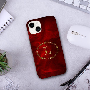 Coques Pour iPhone Monogramme oval rouge Elegant