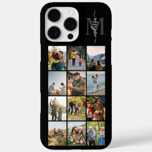 Coques iPhone 16 Pro Max Monogramme Personnalisé 12 Photo Collage