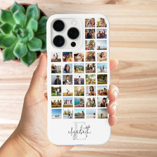 Coques iPhone 16 Pro Max Monogramme Personnalisé 36 Photo Collage