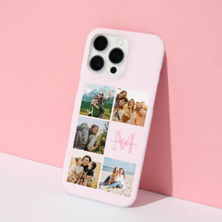 Coques iPhone 16 Pro Max Monogramme Personnalisé 5 Photo Collage