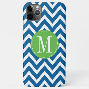 Etui iPhone Case-Mate Monogramme personnalisé Chevron vert et bleu