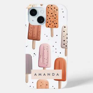 Coque Pour iPhone 15 Monogramme Personnalisé Cute Popsicle Motif