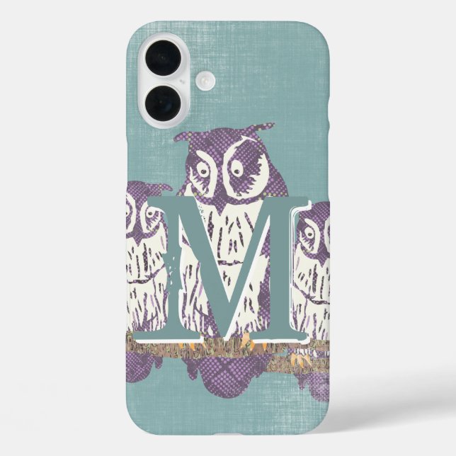 Coques Case-Mate iPhone Monogramme personnalisé de chouette (Verso)