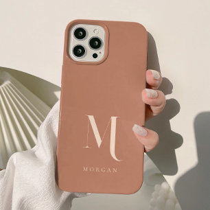 Coque Pour iPhone 15 Monogramme personnalisé en terre cuite moderne