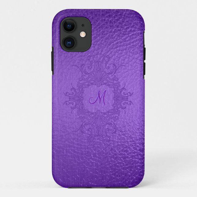 Coques Case-Mate iPhone Monogramme Personnalisé En Verre Violet (Dos)