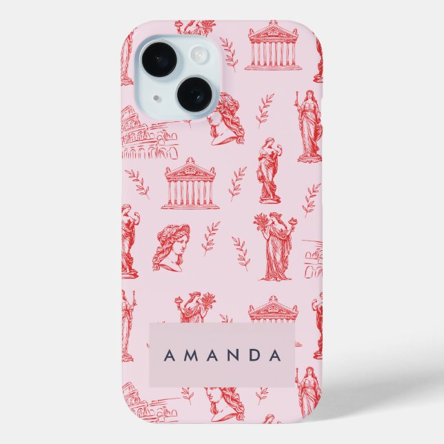 Coques Case-Mate iPhone Monogramme personnalisé Grec Ancien Statue Cadeaux (Verso)