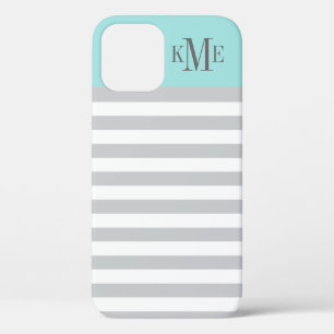 Etui iPhone Case-Mate Monogramme personnalisé Gris bleu Aqua moderne