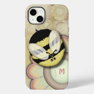 Coque Pour iPhone 14 Plus Monogramme personnalisé heureux d'abeille