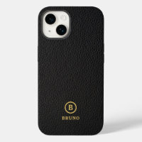 Monogramme personnalisé minimaliste en cuir noir