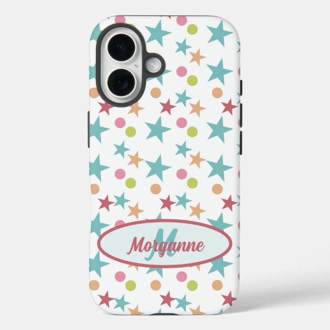 Coques Case-Mate iPhone Monogramme personnalisé Pastel lumineux Motif gai (Verso)