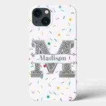 Monogramme personnalisé Silver Initial M Votre nom