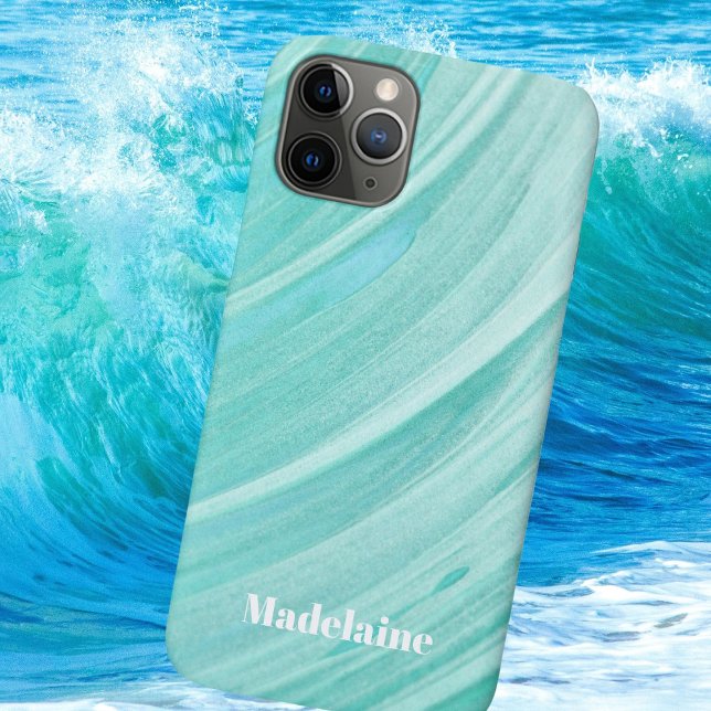 Coques Case-Mate iPhone Monogramme personnel de la vague bleue (Créateur téléchargé)