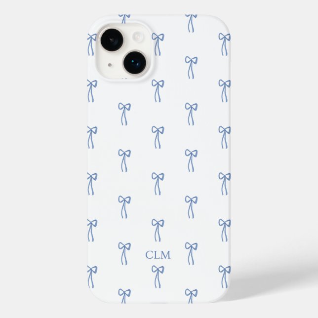 Coques Case-Mate iPhone Monogramme Petit Bow bleu (Verso)
