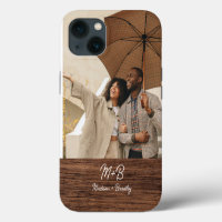 Monogramme Photo Couple Wood Nom personnalisé