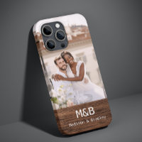 Monogramme Photo Couple Wood Nom personnalisé