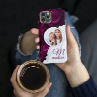 Monogramme Photo Moderne Marbre Floral Nom personn