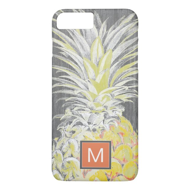 Coques Case-Mate iPhone Monogramme | Pinneapple jaune tropical (Dos)