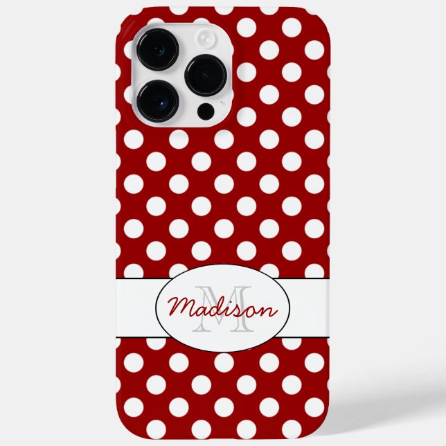 Coques Case-Mate iPhone Monogramme pois Rouge Blanc tendance (Verso)