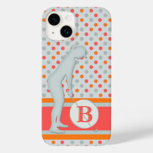 Coque Pour iPhone 14 Monogramme Pois unique Lady Golfer