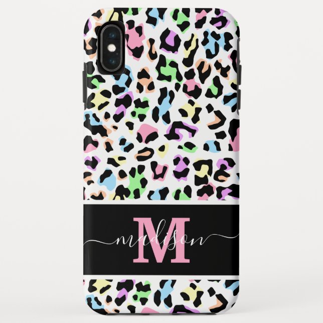 Coques Case-Mate iPhone Monogramme Poster de animal Leopard Girly (Dos)